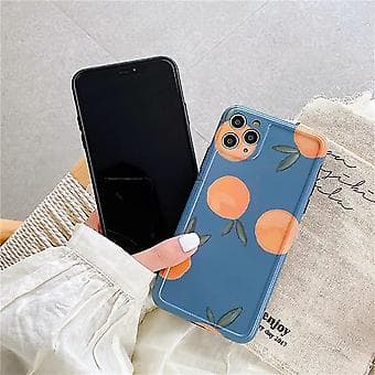Retro Oransje Maleri Mykt iPhone-deksel (Blå, iPhone 12)