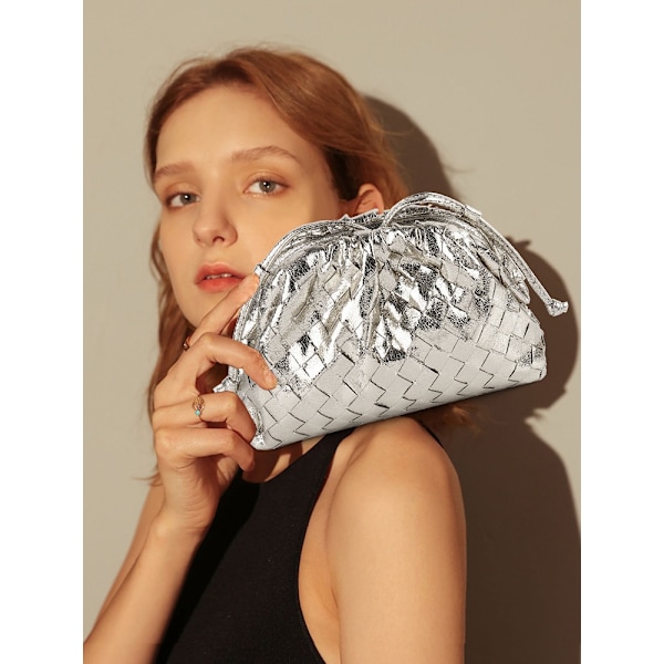 PU vævet sky taske crossbody taske, mini læder håndtaske, ferie-/fødselsdagsgave til mor, kone, venner, sort Black