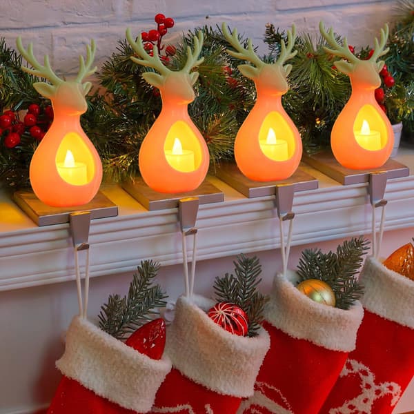 5-delt sett med LED-lys formet som reinsdyr – Festlige dekorative nattlys til bordet