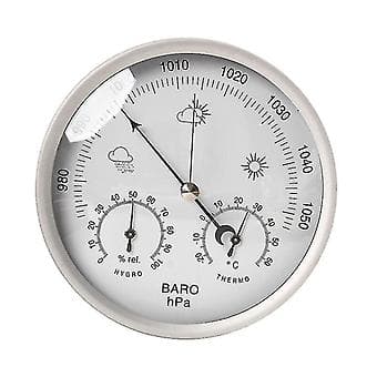Analog Väderstation - Rostfritt Stålram, Barometer, Hygrometer, Termometer (Vit) ( )
