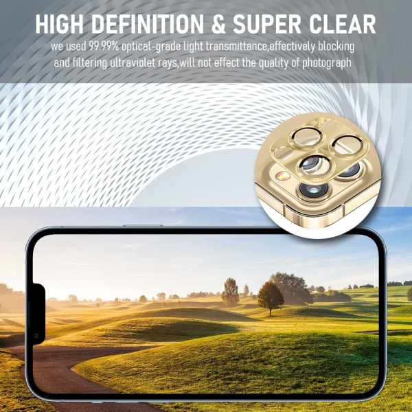 Gullfarget Kamerabeskytter for iPhone 14 Pro/14 Pro Max, Ultra HD
