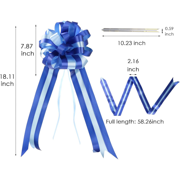 10 stycken Ribbon Pull Bows, (Blå) Stora Ribbon Bows för presenter Bas