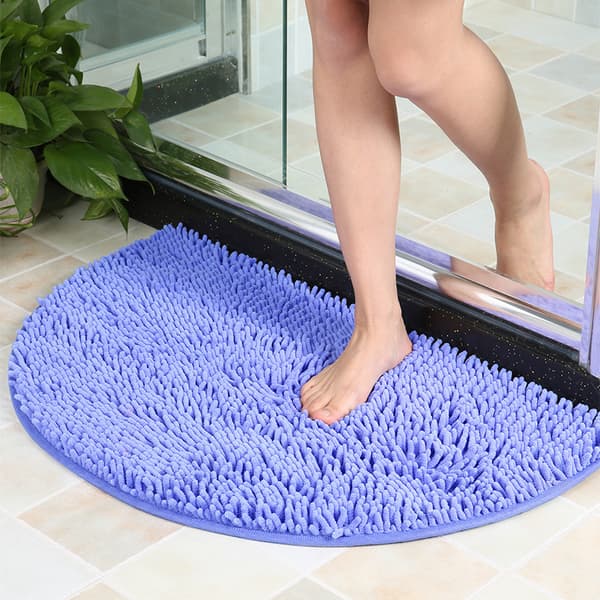 Halvcirkel Bademåtte, Blød Absorberende Chenille Bademåtte Fluffy Non-