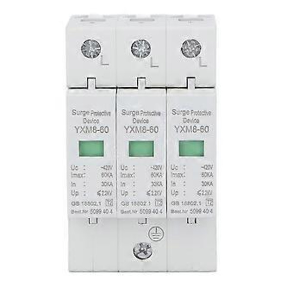 3P Överspänningsskydd Flamskyddande PC-material Spänningskyddsbegränsare Modul 60KA 420V ( )
