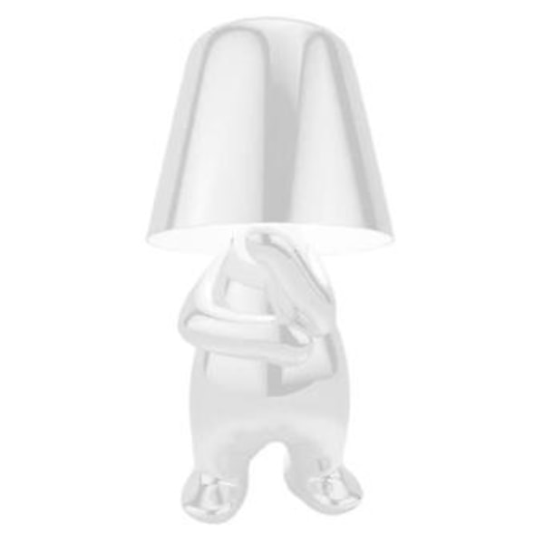 Sängbord Touch Bordlampa, Guld Thinker Lampa Skrivbordslampa Sladdlös Uppladdningsbar Bärbar Dekorativ Nattdukslampa Med USB Laddning Silver B