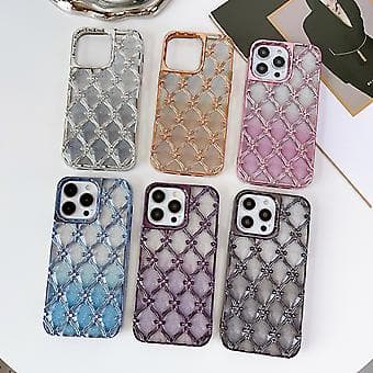 För iPhone 11 Stjärnblomma Elektropläterad TPU Telefonfodral med Gradient Glitter Papper Silver