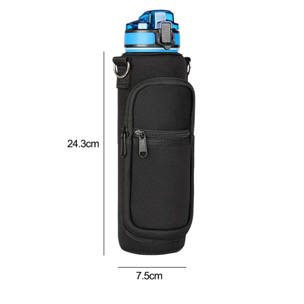 Svart neopren flaskväska, 32oz flaskhållare med justerbar Sho