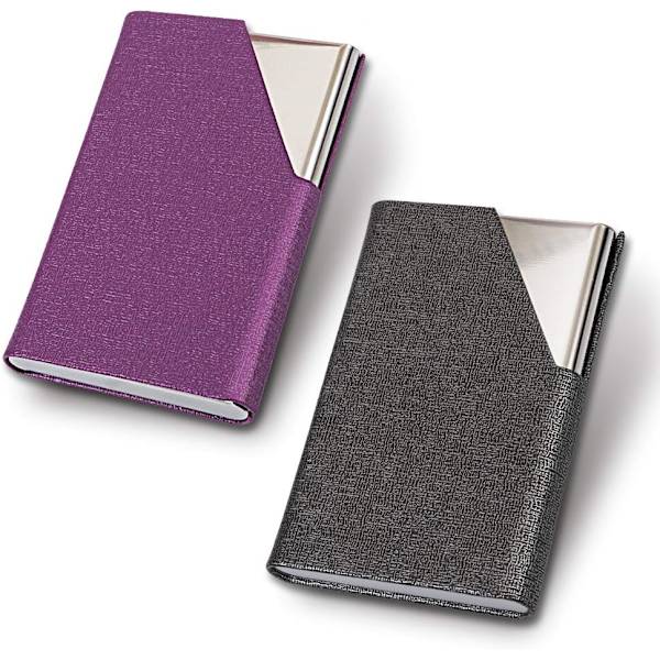2-pack professionell smal visitkortshållare PU-läder + rost