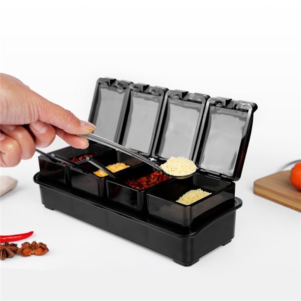 Kryddlåda set, 4 bitar Salt Kryddburk flaskor, Kryddburkar Kit
