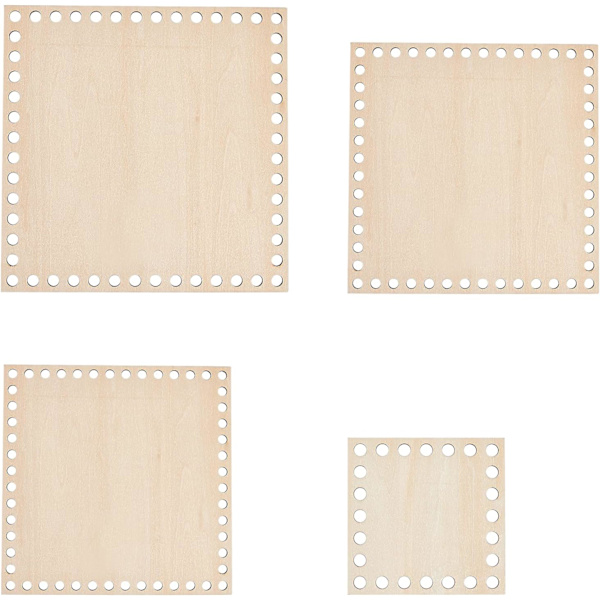 4 Storlekar 10/15/17/20 cm, Hål: 8 mm Träkorg Botten Square Wo