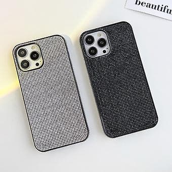 Solid farge diamant TPU telefondeksel for iPhone 12 Silver