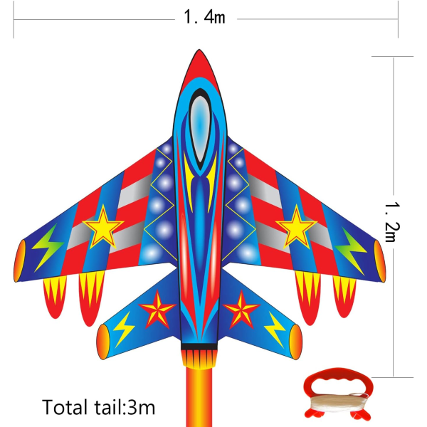 Flygplansdrake för barn och vuxna, med 100 meters flyglinje Ea