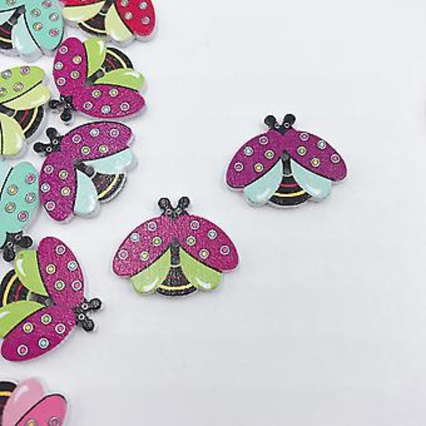 50 st Kids Hantverk Ladybird Spacer Pärlor Delikat Träknappar Skrapbok Hantverk Knappar Barn Sy Knapp