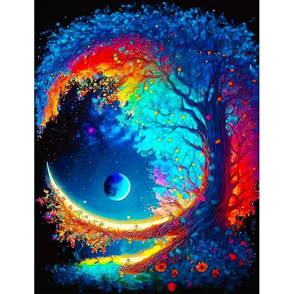 Tree of Life Diamond painting för vuxna nybörjare, Moon Tre