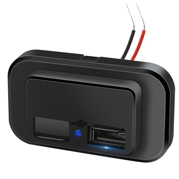 Dobbel USB Bil Laderuttak, 4.8A-12V/24V USB Kontrollpanel, med B
