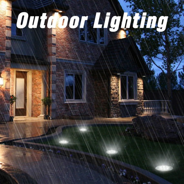 Utomhussolljus, 4 delar 8 LED-solarmarksljus Cool Whit