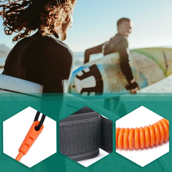 10 fot Paddle Leash, Orange Infällbar Surfbrädes Leash för Stan