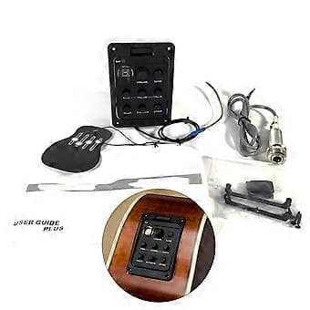 201 Akustisk Gitarr EQ Stämapparat Piezo Pickup 4-bands Akustisk Gitarr Pickup med Stämapparat Gitarr Ljudhåls EQ Tillbehör