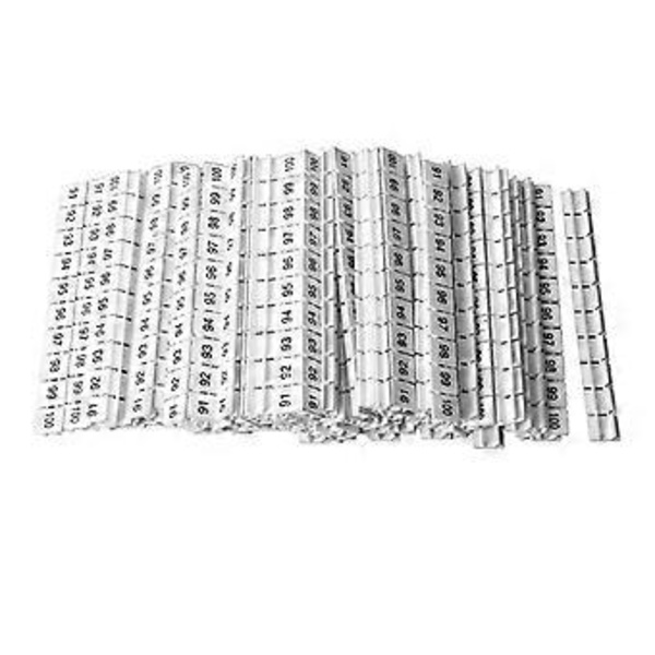 100 st Terminal Block Markeringsetikett 91?100 Nylon Enkel Skärning Tagg Markör Bar Strip för UK10N ( )