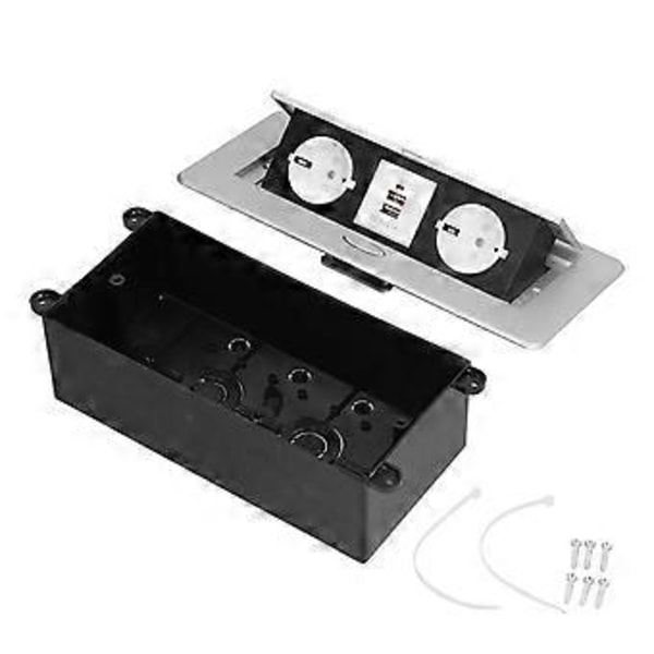 Grenuttag 2 EU-uttag 2 USB-laddningsportar Multifunktionell infälld skrivbordsuttag ( )