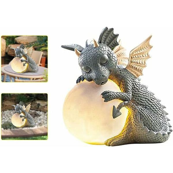 Dinosaurieskulptur, Trädgårdsdrake Mediterade Staty Samlarobjekt, C