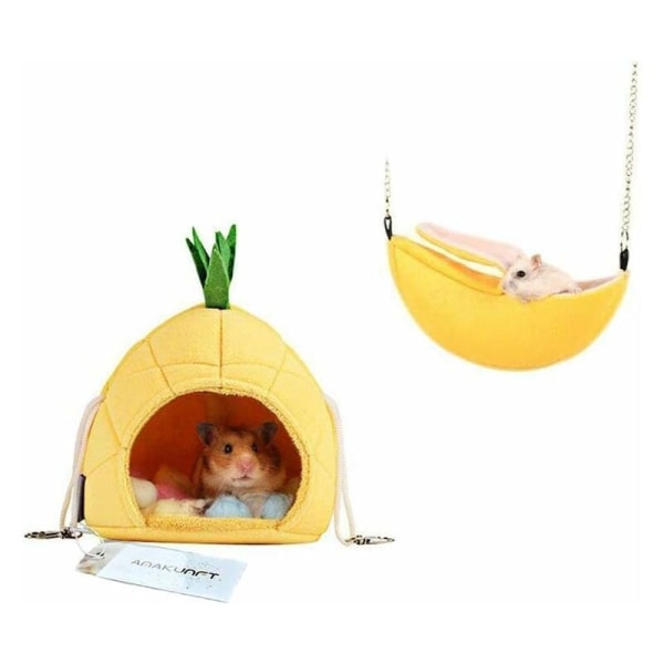 2-pack Hamsterströ, Chinchilla Bur Hängmatta Tillbehör, Hamsterhus Leksaker för Smådjur Socker Glidflyg Ekorre Hamster Råtta Sova Lek
