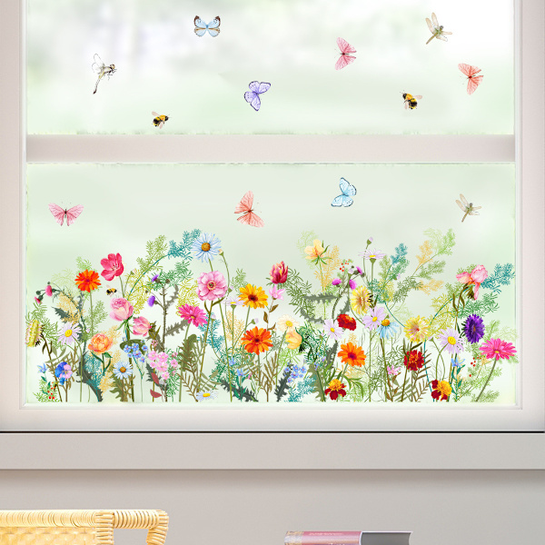 decalmile Iris Garden Flower Window Stickers Anti-Collision Windo