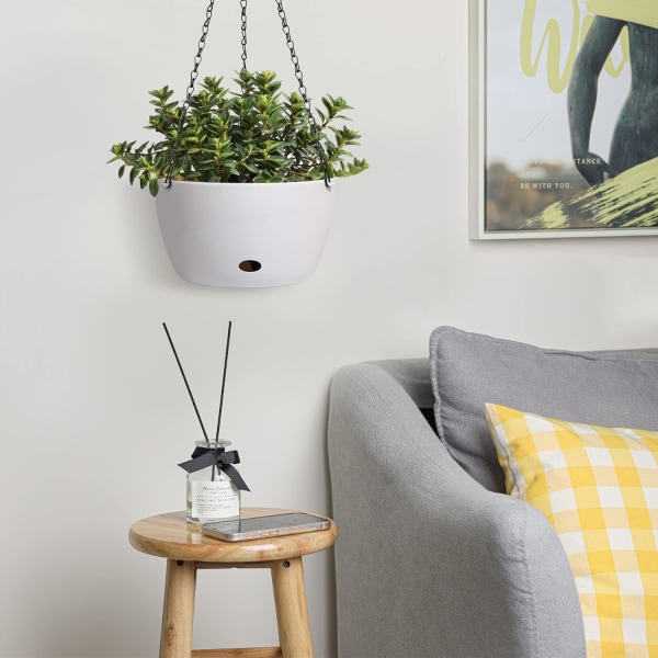 Självvattnande hängande växtkruka i plast (1 st), rund blombask