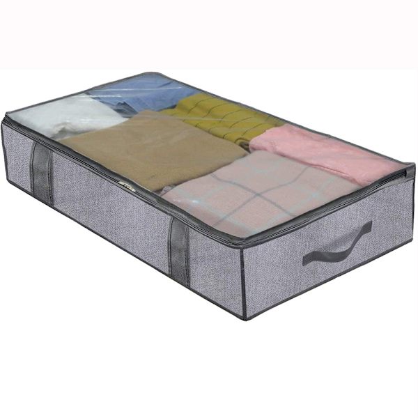 2-delt Oppbevaringspose for Under Sengen, Myk Pose Garderobeorganisator, Sammenleggbar