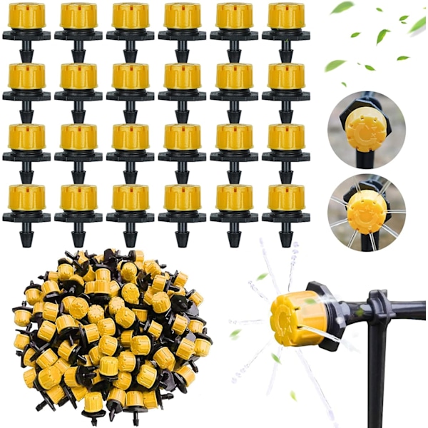 200 st 1/4" bevattningsdroppare, justerbar droppbevattning Irriga