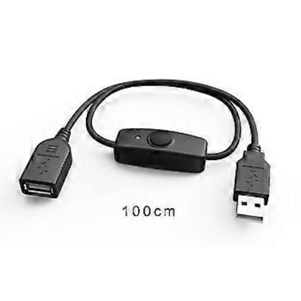 USB A 2.0 Hunn til Hann Skjøteledning med Bryter PÅ/AV Strømbryter USB Datatilkobling 100cm
