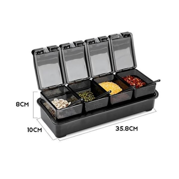 Kryddlåda set, 4 bitar Salt Kryddburk flaskor, Kryddburkar Kit