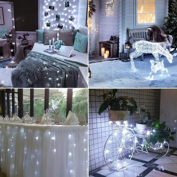 [2-pakning] Solcellelyslenker utendørs, 100 LED solcellelyslenker