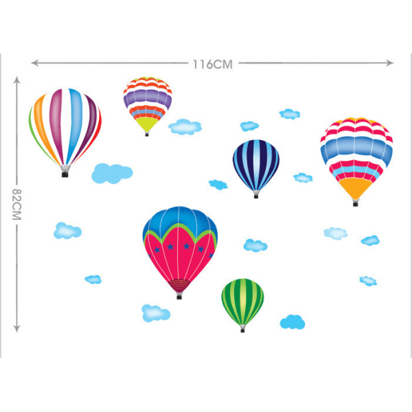 6 varmluftsballonger i himlen Väggdekaler Väggdekor Sovrum