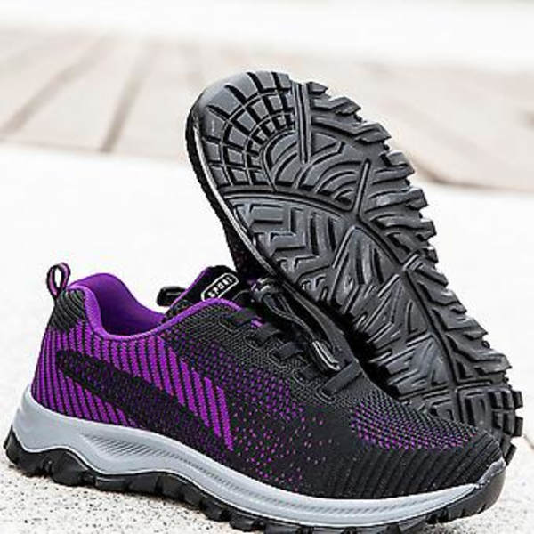 Damskor för löpning med andningsbart nät, halkfria sneakers för fitness, sport, gym, jogging, tennis (38 Claret)