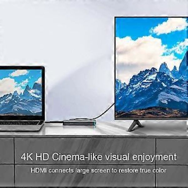6-i-1 Multifunktionell HD-dockningsstation Typ C till HDMI USB3.1 HUB med PD-laddning ( )