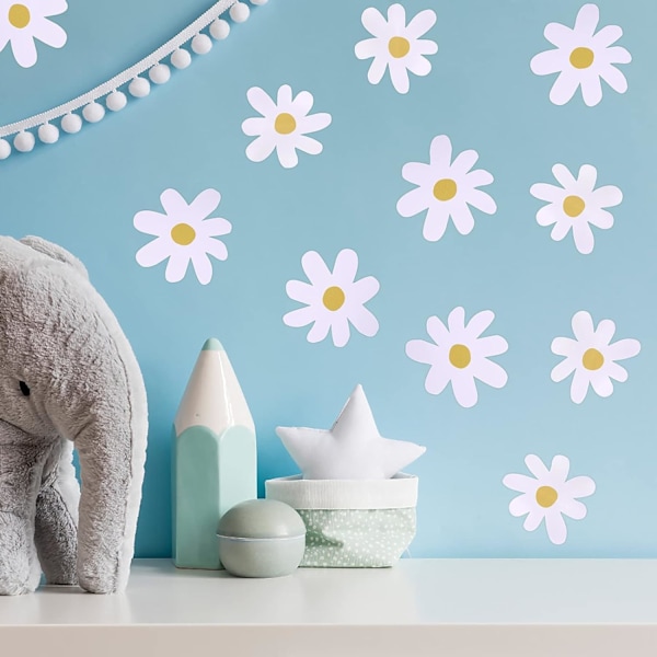 Nursery Decal - White Daisy Pattern - Väggdekor - Bohemian White