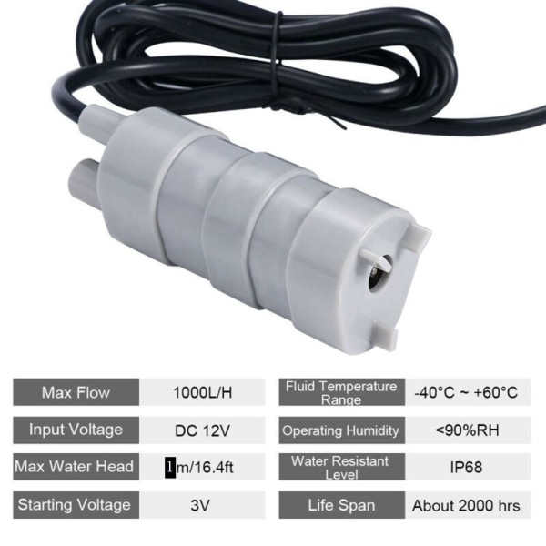 2 kpl uppopumppu, 12V 840L/H uppopumppu, f