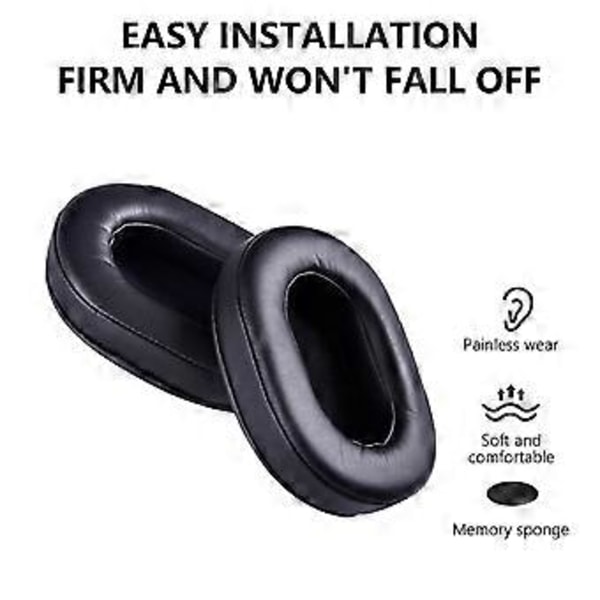 1 par professionella öronkuddar i proteinläder för ATH-MSR7 MDR-7506 ATH-M50S MDR-CD900ST ATH-SX1 ATH-SX1A Svart Black