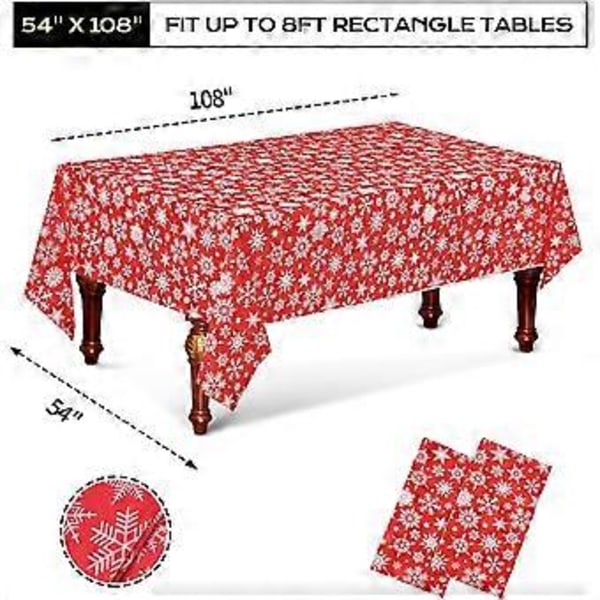 2-pack 137 x 274 cm Julbordsduk, Vattentät Rektangulär Duk för Jul Nyår Hem Trädgård Fest Bordsdekoration