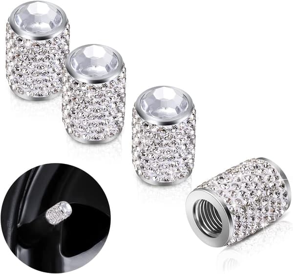 Dekksventilhetter, 4-pakning Håndlagde Rhinestone Bling Dekkventil