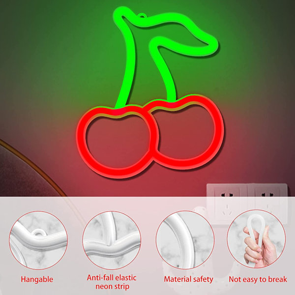 Cherry Neonskylt för väggdekor, Led Neon Light Väggskylt hängande