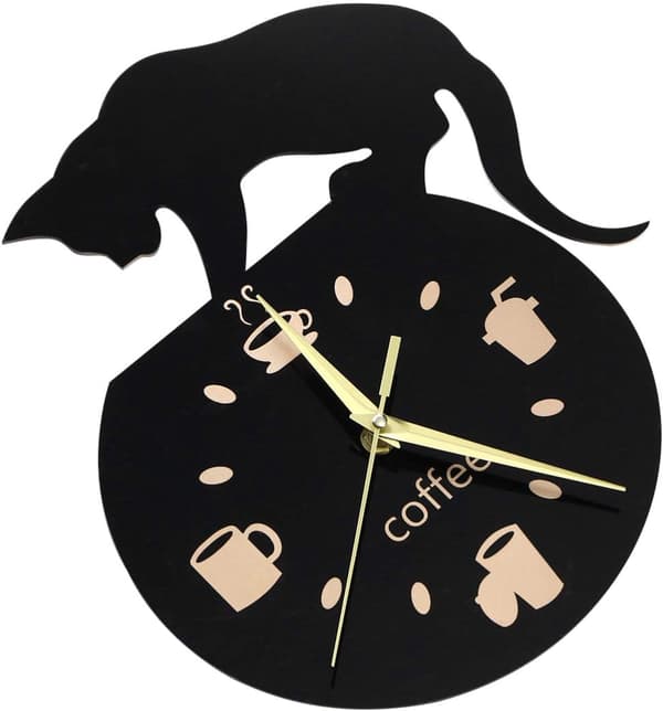 Klocka katt kit Kitty Clocks The Original Coffee Black kat-Silent C