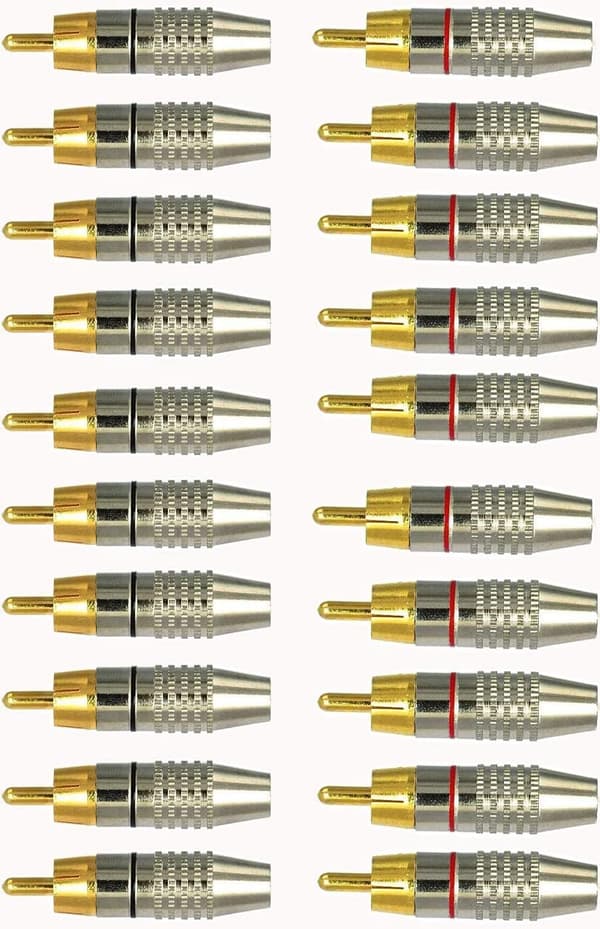20 stk. RCA hanstik, RCA lyd- og videostik, RCA terminal