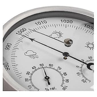 Analog Väderstation - Rostfritt Stålram, Barometer, Hygrometer, Termometer (Vit) ( )