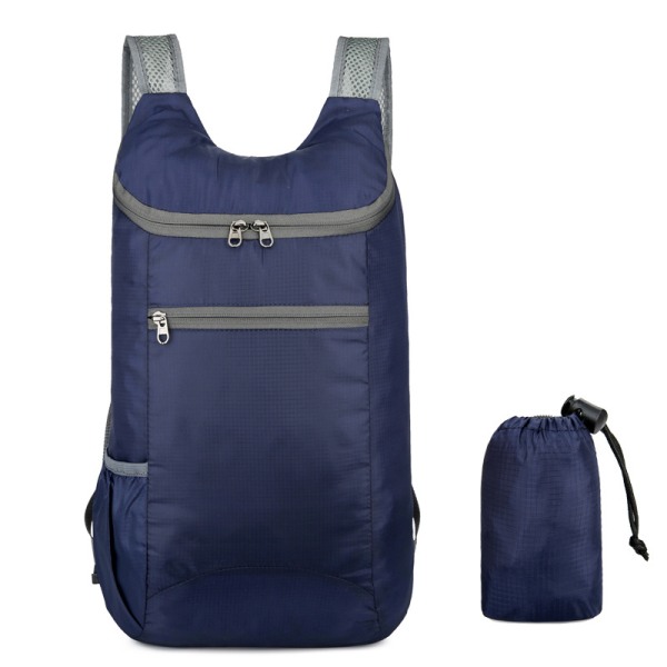 Ultralätt marinblå ryggsäck, liten hopfällbar vandringsryggsäck, vattenpr