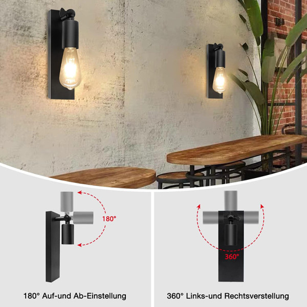 Minimalistisk 180-graders justerbar amerikansk industriell retro vägglampa