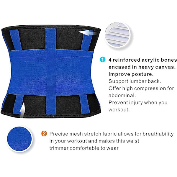 (M,blått)Sportsbälte för kvinnor Mage midjebälte Flat Belly Sli