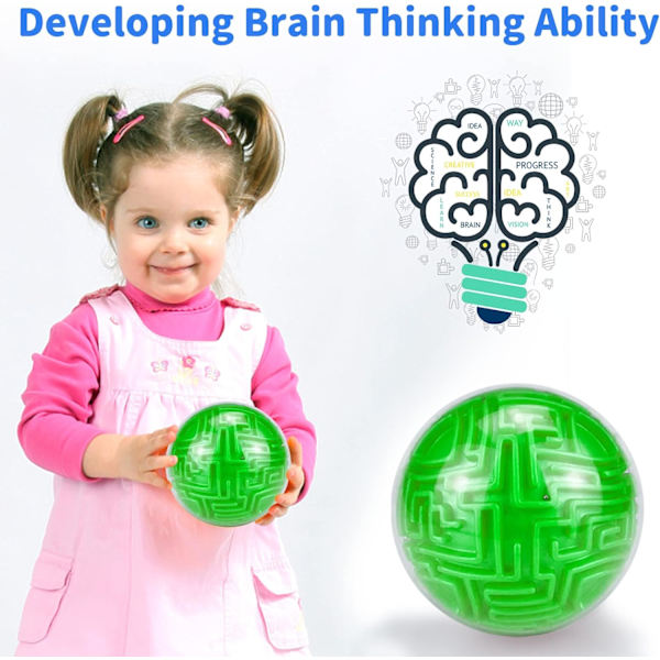 Puzzles Brain Game (Grön) - 3D-labyrint med utmanande utmaningar