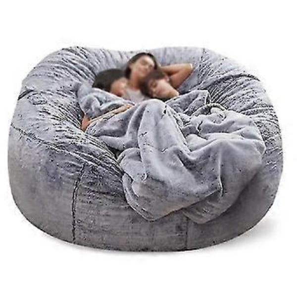 Lat soffa Sittpuff Konstgjord päls Sittpuff Bönpåse (150cm*75cm Snögrå)